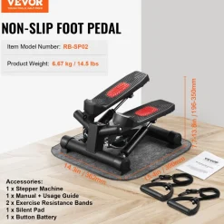 VEVOR Stair Stepper, Mini Stepper for Exercise at Home, Hydraulic Fitness Stepper with Resistance Bands, Full Body Workout Cardio Equipment, Stair Climber with LCD Monitor, 330LBS Load Capacity