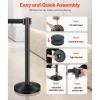 VEVOR Stanchion Post, 8 Pcs Stanchions with Retractable Belts, Carbon Steel Black Stanchions Queue with Sand Injection Hollow Base, Crowd Control Barriers for Theaters, Parties, Weddings, Exhibitions