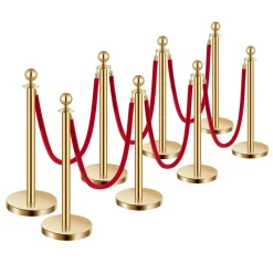 VEVOR Stanchions and Velvet Ropes, 6 Pcs Crowd Control Barriers with 4 Black Velvet Ropes, Stainless Steel Stanchion Post Queue with Sand Injection Hollow Base for Theater, Wedding, Party Supplies