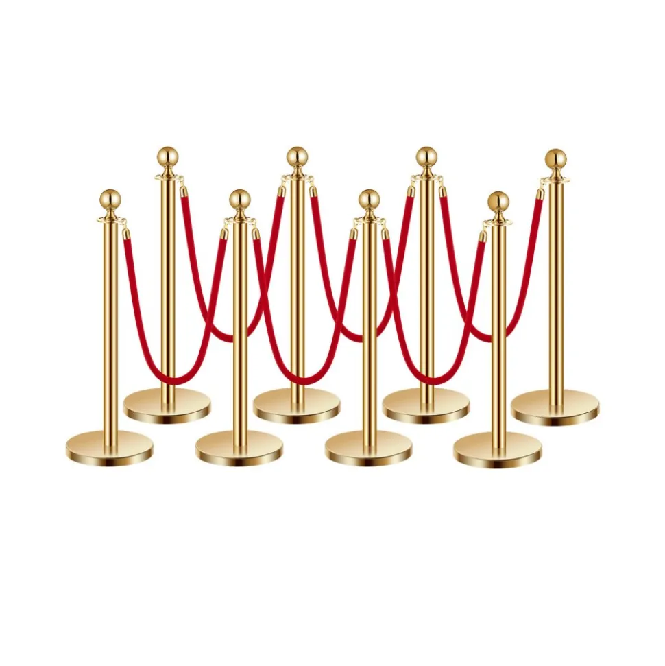 VEVOR Stanchions and Velvet Ropes, 6 Pcs Crowd Control Barriers with 4 Black Velvet Ropes, Stainless Steel Stanchion Post Queue with Sand Injection Hollow Base for Theater, Wedding, Party Supplies