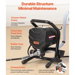 VEVOR Stand Airless Paint Sprayer, 950W 3000PSI High Efficiency Electric Airless Sprayer With Cart, Paint Sprayers for Home Interior and Exterior Furniture and Fences, Fine And Even Painting Effect