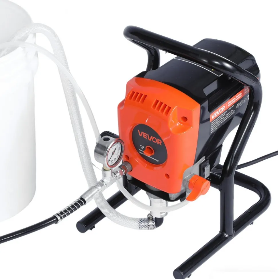VEVOR Stand Airless Paint Sprayer, 900W, 3300PSI High Pressure Airless Sprayer, Cleaning Brush, Hose, Extension Rod, Nozzles, Electric Spray Paint Machine for Interior or Exterior of House, Fence
