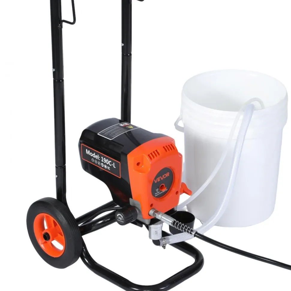 VEVOR Stand Airless Paint Sprayer, 900W, 3300PSI High Pressure Airless Sprayer with Cart, Cleaning Brush, Hose, Extension Rod, Nozzles, Electric Spray Paint Machine for Interior or Exterior of House