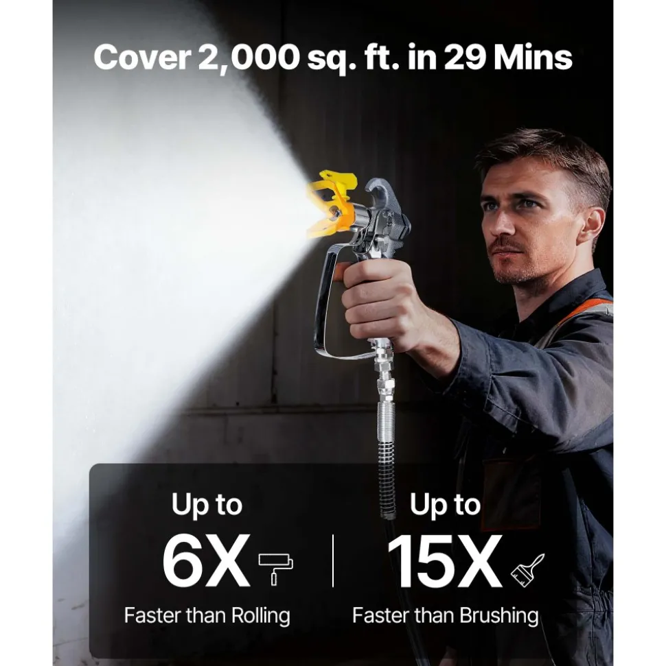 VEVOR Stand Airless Paint Sprayer, 900W, 3300PSI High Pressure Airless Sprayer with Cart, Cleaning Brush, Hose, Extension Rod, Nozzles, Electric Spray Paint Machine for Interior or Exterior of House