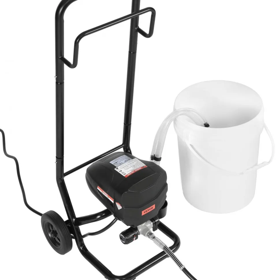 VEVOR Stand Airless Paint Sprayer, 1500W, 3300PSI High Pressure Airless Sprayer, Cleaning Brush, Hose, Extension Rod, Nozzles, Electric Spray Paint Machine for Large Apartments, Factory Buildings