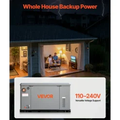 VEVOR Standby Generator, Dual Fuel Whole Home Generator, LPG 22Kw Max Power & Natural Gas 20Kw Max Power, Whole House Power Backup For Home Backup, Camping, AVR Voltage Regulation, LCD Display