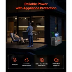 VEVOR Standby Generator, Dual Fuel Whole Home Generator, LPG 22Kw Max Power & Natural Gas 20Kw Max Power, Whole House Power Backup For Home Backup, Camping, AVR Voltage Regulation, LCD Display
