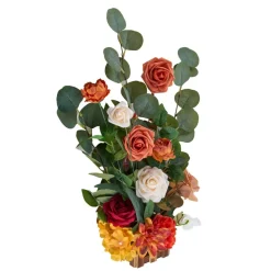 VEVOR Standing Artificial Flowers Arrangements 4 PCS, 17.5-Inch Tall Faux Flower Decorations for Wedding Aisle Runner Chair, Orange Floral Centerpieces for Ceremony Reception Party Outdoor Decor