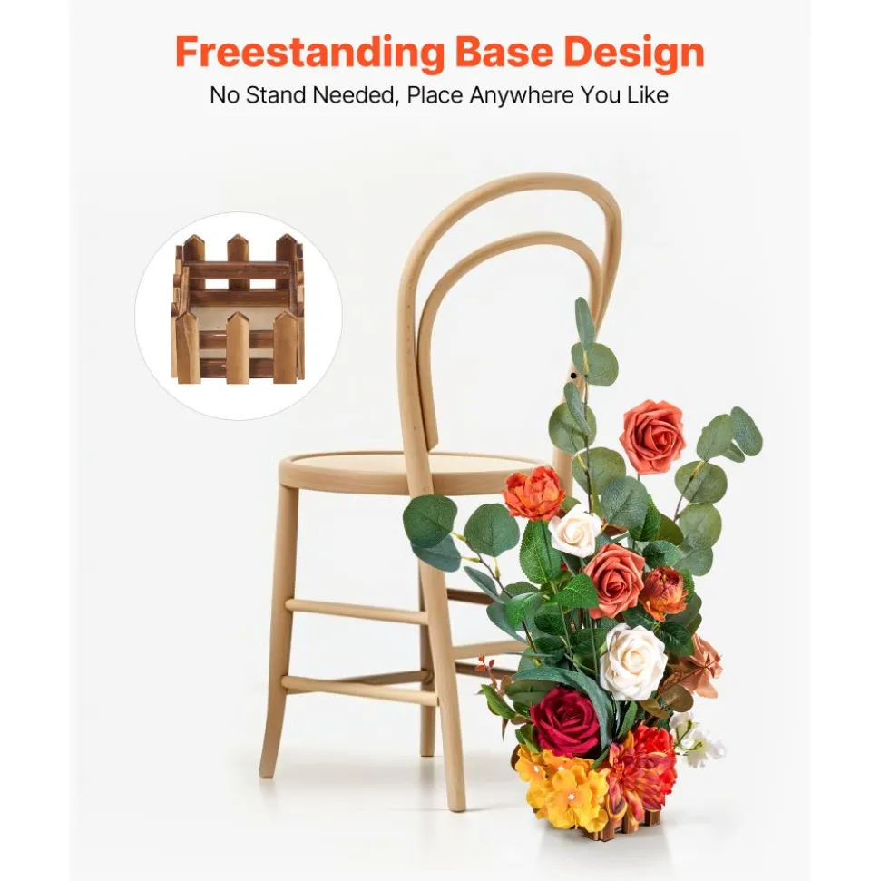 VEVOR Standing Artificial Flowers Arrangements 4 PCS, 17.5-Inch Tall Faux Flower Decorations for Wedding Aisle Runner Chair, Orange Floral Centerpieces for Ceremony Reception Party Outdoor Decor