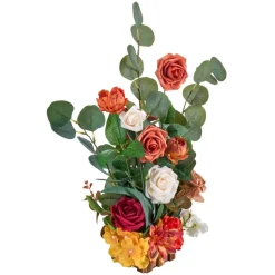 VEVOR Standing Artificial Flowers Arrangements 4 PCS, 17.5-Inch Tall Faux Flower Decorations for Wedding Aisle Runner Chair, Orange Floral Centerpieces for Ceremony Reception Party Outdoor Decor