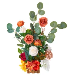 VEVOR Standing Artificial Flowers Arrangements 4 PCS, 17.5-Inch Tall Faux Flower Decorations for Wedding Aisle Runner Chair, Orange Floral Centerpieces for Ceremony Reception Party Outdoor Decor