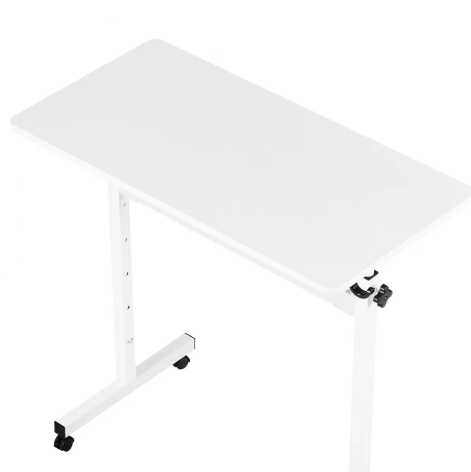 VEVOR Standing Desk, Adjustable Height Mobile Stand Up Desk with Lockable Casters, 32 x 16 in Small Computer Sit Stand Rolling Workstation with Hook, 55.1 lbs Desktop Capacity, for Home Office, White