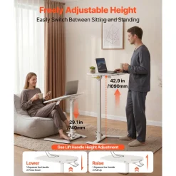 VEVOR Standing Desk, Adjustable Height Mobile Stand Up Desk with Tilting Desktop, 25.6 x 19 in Small Computer Sit Stand Workstation, 33 lbs Capacity, Pneumatic Lift for Home Office, Fully Assembled