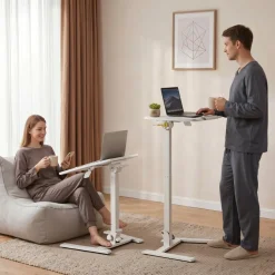 VEVOR Standing Desk, Adjustable Height Mobile Stand Up Desk with Tilting Desktop, 25.6 x 19 in Small Computer Sit Stand Workstation, 33 lbs Capacity, Pneumatic Lift for Home Office, Fully Assembled