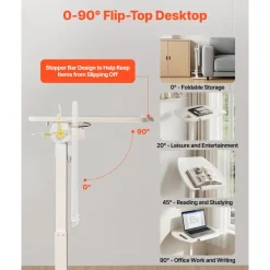 VEVOR Standing Desk, Adjustable Height Mobile Stand Up Desk with Tilting Desktop, 25.6 x 19 in Small Computer Sit Stand Workstation, 33 lbs Capacity, Pneumatic Lift for Home Office, Fully Assembled
