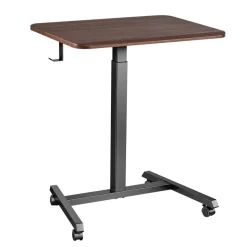 VEVOR Standing Desk, Adjustable Height Mobile Stand Up Desk with 4 Casters, 25.6 x 19 in Small Computer Sit Stand Rolling Workstation with Hook, 33 lbs Desktop Capacity, Ideal for Home Office, Brown