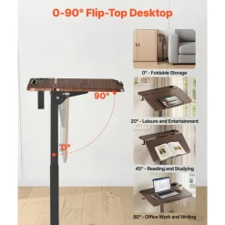 VEVOR Standing Desk, Adjustable Height Mobile Stand Up Desk with Tilting Desktop, 28.2 x 20.7 in Small Computer Sit Stand Workstation, 33 lbs Capacity, Foot Pedal Pneumatic Lift for Home, Office