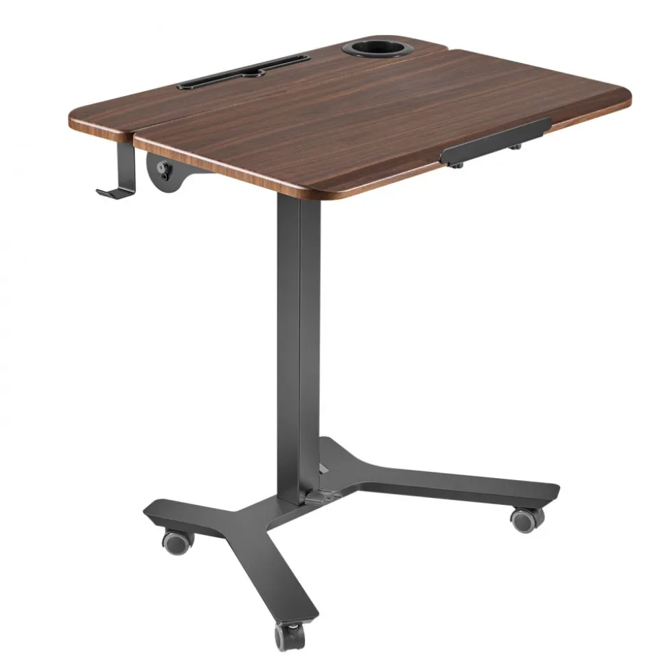 VEVOR Standing Desk, Adjustable Height Mobile Stand Up Desk with Tilting Desktop, 28.2 x 20.7 in Small Computer Sit Stand Workstation, 33 lbs Capacity, Foot Pedal Pneumatic Lift for Home, Office