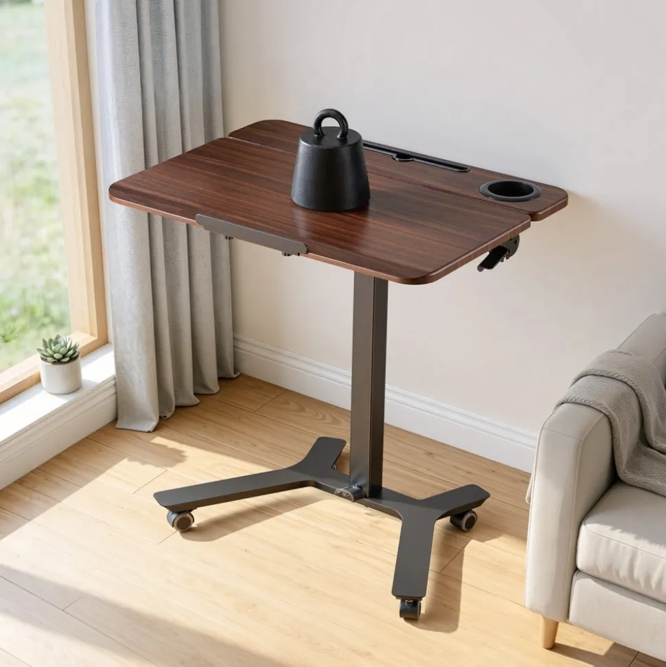 VEVOR Standing Desk, Adjustable Height Mobile Stand Up Desk with Tilting Desktop, 28.2 x 20.7 in Small Computer Sit Stand Workstation, 33 lbs Capacity, Foot Pedal Pneumatic Lift for Home, Office