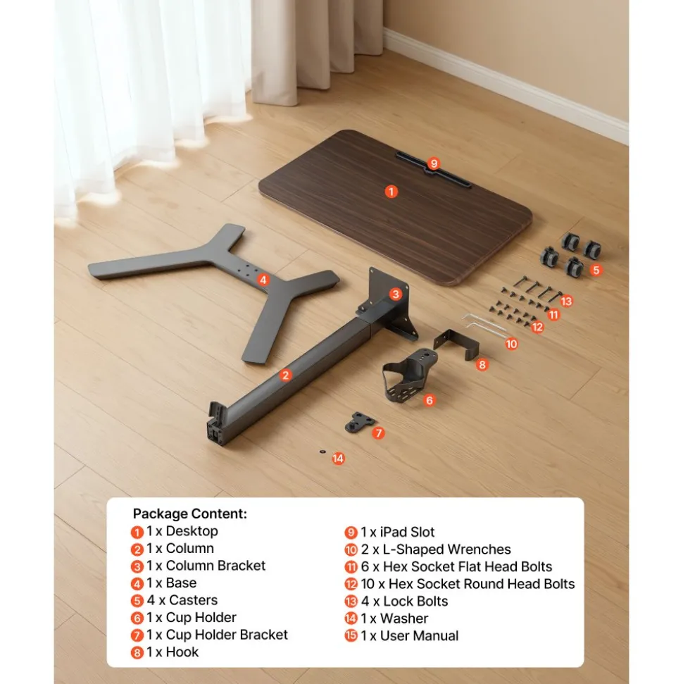VEVOR Standing Desk, Adjustable Height Mobile Stand Up Desk w/ Casters, 28.2 x 20.5 in Small Computer Sit Stand Rolling Workstation w/ Hook, 33 lbs Capacity, Foot Pedal Pneumatic Lift for Home Office