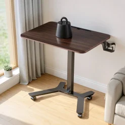 VEVOR Standing Desk, Adjustable Height Mobile Stand Up Desk w/ Casters, 28.2 x 20.5 in Small Computer Sit Stand Rolling Workstation w/ Hook, 33 lbs Capacity, Foot Pedal Pneumatic Lift for Home Office