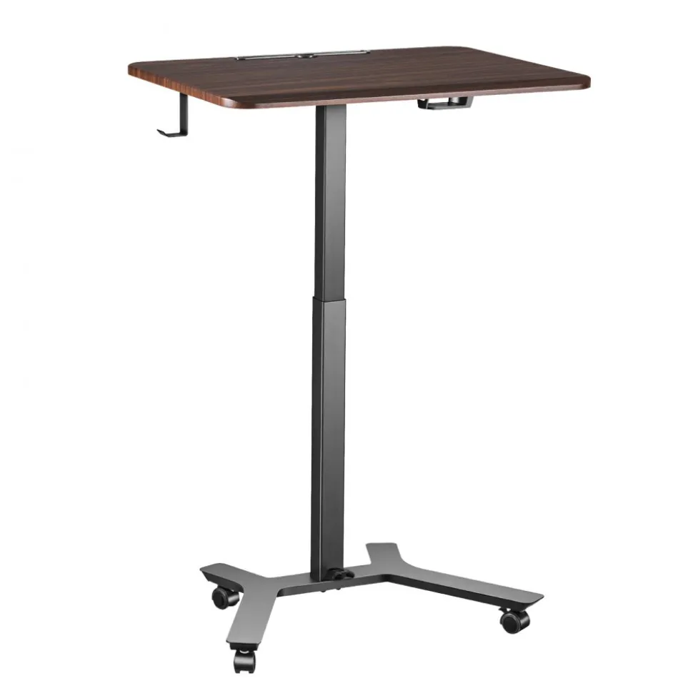 VEVOR Standing Desk, Adjustable Height Mobile Stand Up Desk w/ Casters, 28.2 x 20.5 in Small Computer Sit Stand Rolling Workstation w/ Hook, 33 lbs Capacity, Foot Pedal Pneumatic Lift for Home Office