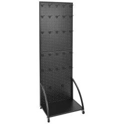 VEVOR Standing Pegboard Display with Base Plate, 23.7 x 66 in Pegboard Display Stand with Casters and 30 Hooks, Thickened Cold-Rolled Steel Peg Board Panel for Retail Store and Jewelry Shop, Black