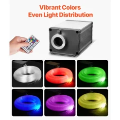 VEVOR Starlight Headliner Kit, 450 pcs 0.03 in 9.8 ft, 16W Twinkle Fiber Optic Star Ceiling Lights for Car, Bluetooth APP, Remote Control, Sound Activated, RGBW Light Engine, for Home Bed Room Decor