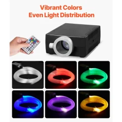 VEVOR Starlight Headliner Kit, 150 pcs 0.03 in 6.5 ft, 16W Fiber Optic Star Ceiling Lights for Car, Bluetooth APP, Remote Control, Sound Activated, RGBW Light Engine, for Home Bed Room Decoration
