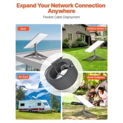 VEVOR Starlink Gen 2 Cable, 75 FT, 24 AWG Copper Core, Durable Extension Cable for Standard Generation 2, Compatible with Starlink Rectangular Satellite V2, Flexible Wiring for RV, Backyard or Camping