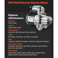 VEVOR Starter 17986, Starter Motor Replacement Compatible with Buick 3.6L V6 06-08, Cadillac SRX 3.0L V6 10-11, Chevrolet 3.6L V6 09-17, GMC Pontiac Saturn Suzuki, OEM 12588493 M000T35871 31100-78J00