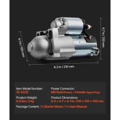 VEVOR Starter 6494, Starter Motor Replacement Compatible with Buick Rainier V8 5.3L 2004-2007, Cadillac Escalade V8 5.3L 2003-2005, Chevrolet GMC Isuzu Saab, OEM 12568051 89-01-7440 89017440 SDR0270