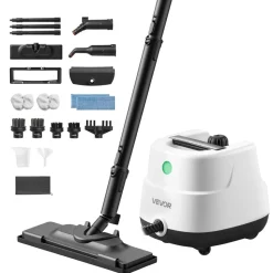 VEVOR Steam Cleaner, 34 oz Tank, Steamer for Cleaning with 20 Accessories, Extended Power Cord and Hose, Portable Handle, Fast Heating, Powerful Canister Steam Cleaner for Home, Car Detailing, Floors
