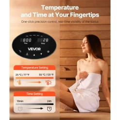 VEVOR Steam Generator, 9 kW Steam Shower System with Controller for Home Sauna Bath Spa, Commercial Auto Drain Kit with Overheat, Dry-Run & Overpressure Protection, 10 Min to 24h Efficient, Black