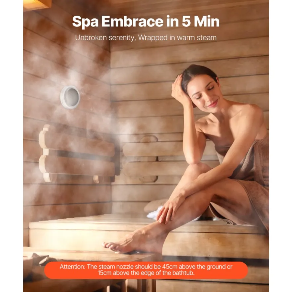 VEVOR Steam Generator, 9 kW Steam Shower System with Controller for Home Sauna Bath Spa, Commercial Auto Drain Kit with Overheat, Dry-Run & Overpressure Protection, 10 Min to 24h Efficient, Black