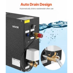 VEVOR Steam Generator, 4 kW Steam Shower System with Controller for Home Sauna Bath Spa, Commercial Auto Drain Kit with Overheat, Dry-Run & Overpressure Protection, 10 Min to 24h Efficient, Black