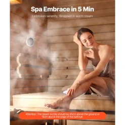VEVOR Steam Generator, 7.5 kW Steam Shower System with Controller for Home Sauna Bath Spa, Commercial Auto Drain Kit with Overheat, Dry-Run & Overpressure Protection, 10 Min to 24h Efficient, Black