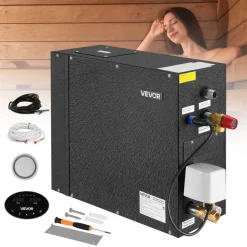 VEVOR Steam Generator, 6 kW Steam Shower System with Controller for Home Sauna Bath Spa, Commercial Auto Drain Kit with Overheat, Dry-Run & Overpressure Protection, 10 Min to 24h Efficient, Black