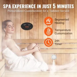 VEVOR Steam Shower Generator, 15 kW, Segmented Heating & Temperature Customization & 24h Timer Steam Bath Kit, Automatic Drainage Luxury Home Steam Shower System, Acrylic Room Tested to UL Standards