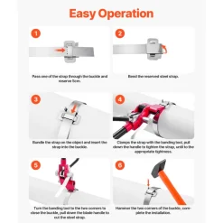 VEVOR Steel Banding Strapping Kit, Heavy Duty Banding Sealer Tool with 200 ft Binding Straps, 200 Metal Clasps, Manual Pallet Packaging Strapping Kit for Warehouse, Transportation, Industrial Bundling