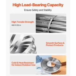 VEVOR Steel Banding Strapping Kit, Heavy Duty Banding Sealer Tool with 400 ft Binding Straps, 400 Metal Clasps, Manual Pallet Packaging Strapping Kit for Warehouse, Transportation, Industrial Bundling