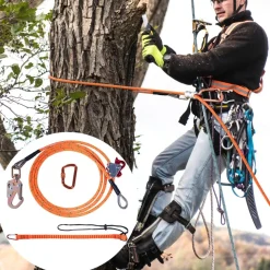 VEVOR Steel Core flipline, 1/2" x 12' Arborist Flipline, Flip Line for Tree Climbing with Alloy Steel Snap Hook, Aluminum Alloy Carabiner and Extra Tool Lanyard, for Arborist, Tree Climbers