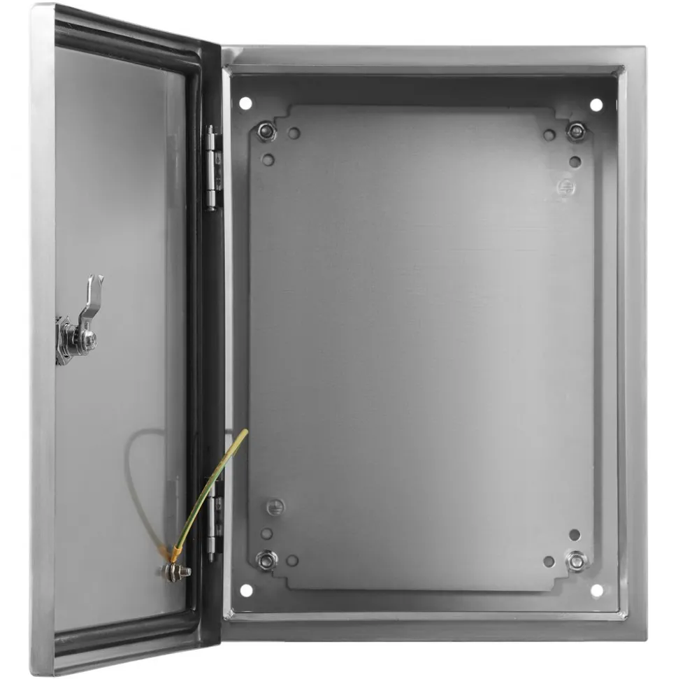 VEVOR Steel Electrical Box, 16"x 12"x 6", 304 Stainless Steel Electrical Enclosure Box, Wall-Mounted Outdoor Electrical Electronic Equipment Enclosure with Mounting Plate Hinges Lock, IP66 Waterproof