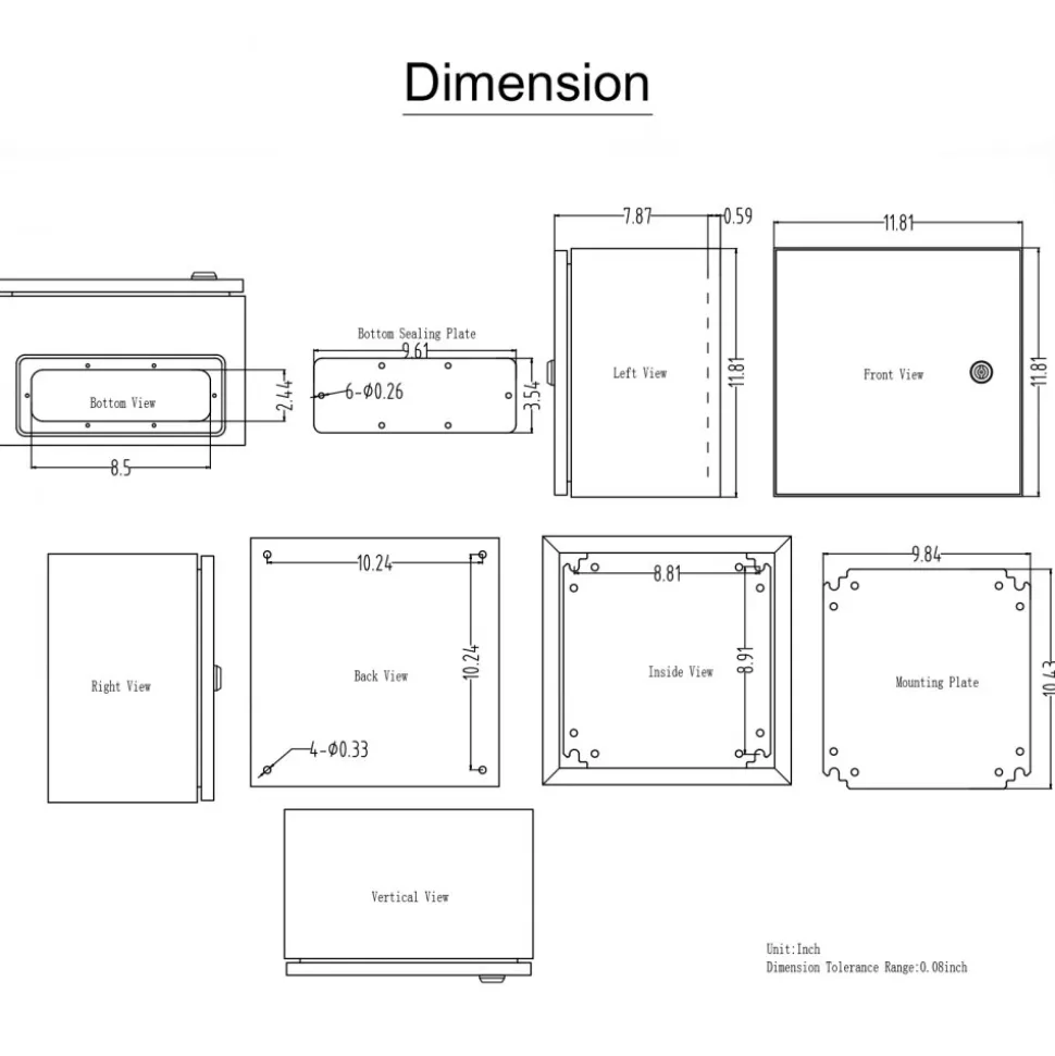 VEVOR Steel Electrical Box, 16"x 12"x 6", 304 Stainless Steel Electrical Enclosure Box, Wall-Mounted Outdoor Electrical Electronic Equipment Enclosure with Mounting Plate Hinges Lock, IP66 Waterproof