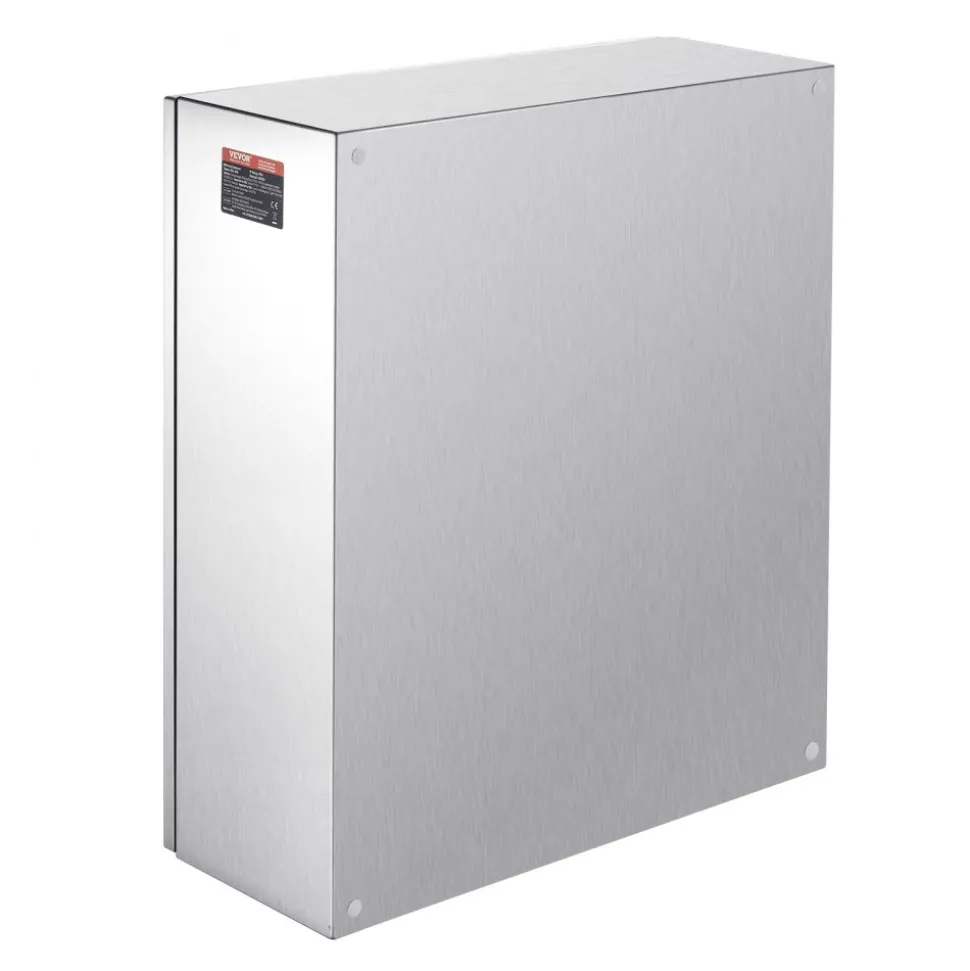 VEVOR Steel Electrical Box, 24"x 20"x 8", 304 Stainless Steel Electrical Enclosure Box, Wall-Mounted Outdoor Electrical Electronic Equipment Enclosure with Mounting Plate Hinges Lock, IP66 Waterproof
