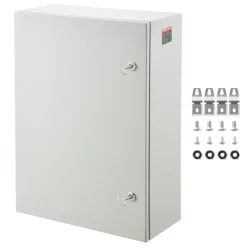 VEVOR Steel Electrical Box, 16"x 12"x 10", 304 Stainless Steel Electrical Enclosure Box, Wall-Mounted Outdoor Electrical Electronic Equipment Enclosure with Mounting Plate Hinges Lock, IP66 Waterproof