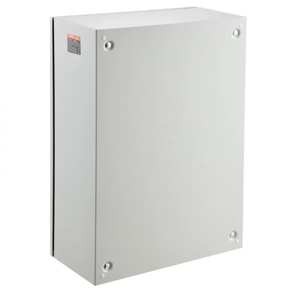 VEVOR Steel Electrical Box, 27.6 x 19.7 x 9.8 in, Cold Rolled Steel Electrical Enclosure Box, Wall-Mounted Outdoor Electronic Equipment Enclosure with Mounting Plate, Hinges, Lock, IP66 Waterproof