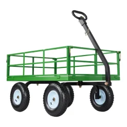 VEVOR Steel Garden Cart, 1200 lbs Heavy Duty Pullable Garden Wagon Yard Cart, 2 in 1 Outdoor Metal Utility Wagon Yard Trailer with 13