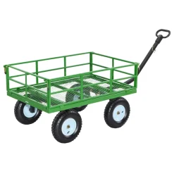 VEVOR Steel Garden Cart, 1200 lbs Heavy Duty Pullable Garden Wagon Yard Cart, 2 in 1 Outdoor Metal Utility Wagon Yard Trailer with 13