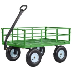 VEVOR Steel Garden Cart, 1200 lbs Heavy Duty Pullable Garden Wagon Yard Cart, 2 in 1 Outdoor Metal Utility Wagon Yard Trailer with 13
